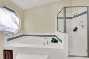 Bathroom featuring tub plus walk in shower