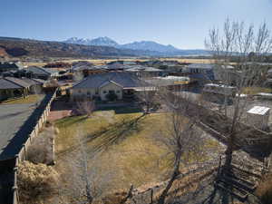 Aerial view featuring a mountain view