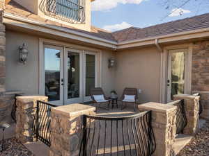 View of patio with french doors