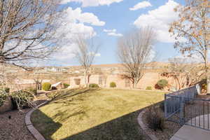 View of yard with a mountain view