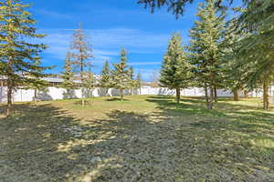 View of yard featuring a fenced backyard