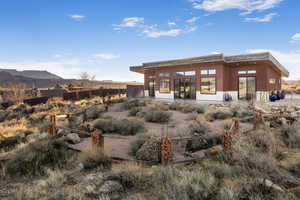 Rear view of house with a mountain view