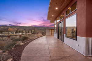 View of patio terrace at dusk