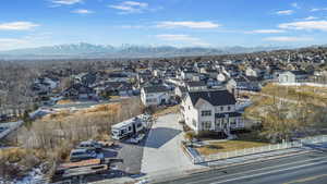 Drone / aerial view with a mountain view