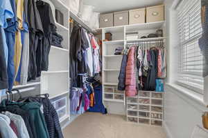 Spacious closet featuring carpet floors