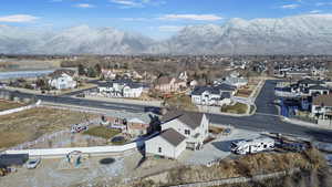 Aerial view featuring a mountain view