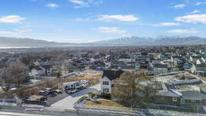 Drone / aerial view with a mountain view