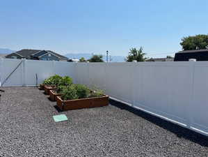 View of yard with a mountain view