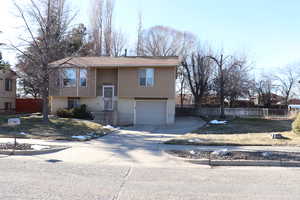 Raised ranch with a garage