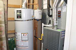 Utilities with heating unit and water heater