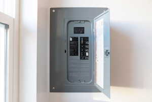 Utility room featuring new electric panel