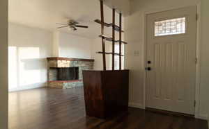 Foyer entrance featuring ceiling fan