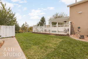 View of yard with a pergola