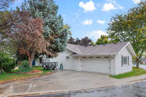 View of front of property with a garage