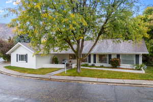 Ranch-style home with a front lawn