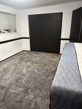 Unfurnished bedroom with carpet flooring