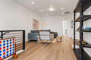 Living room featuring light wood-type flooring