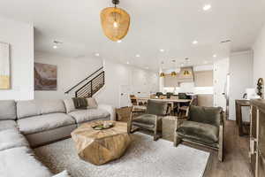 Living room featuring hardwood / wood-style flooring