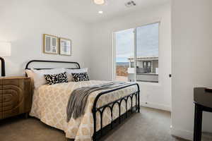 Bedroom with carpet floors