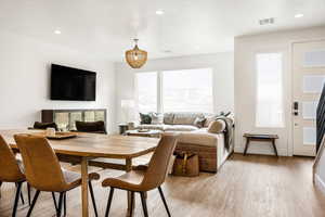 Dining area featuring light hardwood / wood-style floors