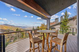 Wooden deck with a mountain view