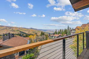 Balcony with a mountain view