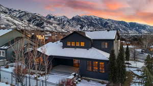 View of front of home with a mountain view