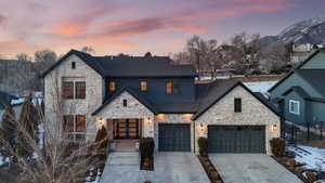 View of front of property with a mountain view