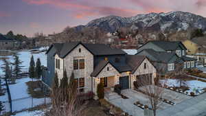 View of front of home featuring a mountain view