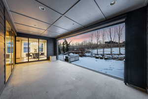 View of snow covered patio