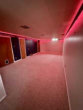 Basement featuring carpet floors