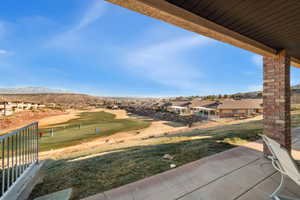 View of yard with a mountain view