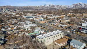 Drone / aerial view with a mountain view