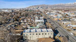 Drone / aerial view with a mountain view