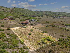 Aerial view showing approximate lot lines