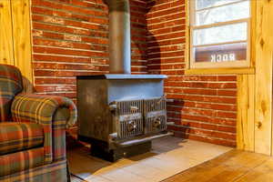 Details featuring a wood stove