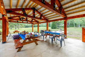 View of patio with a gazebo