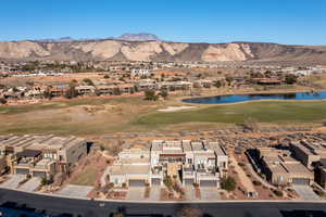 Bird's eye view featuring a water and mountain view