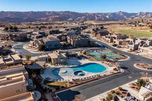 Bird's eye view with a mountain view