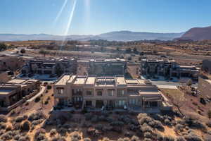 Drone / aerial view featuring a mountain view