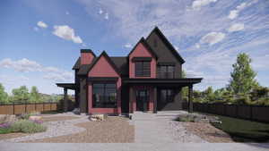 View of front of property featuring a porch