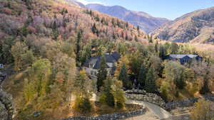 Aerial view of a mountainous background