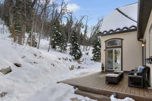 View of snow covered deck