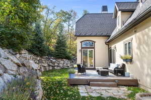 Wooden terrace with outdoor lounge area