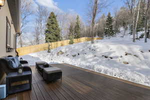 View of snow covered deck