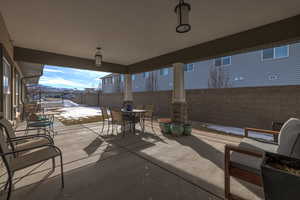 View of snow covered patio