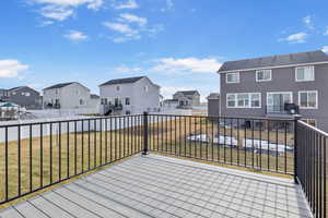 Deck featuring a yard