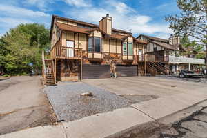 View of front of property with a garage