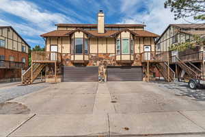 View of front of property with a garage