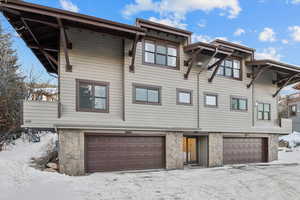 Exterior space with a garage